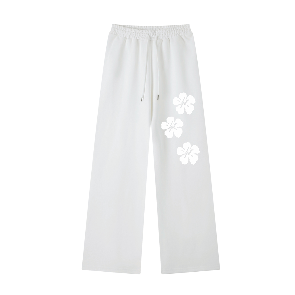 flower design grey sweatpants