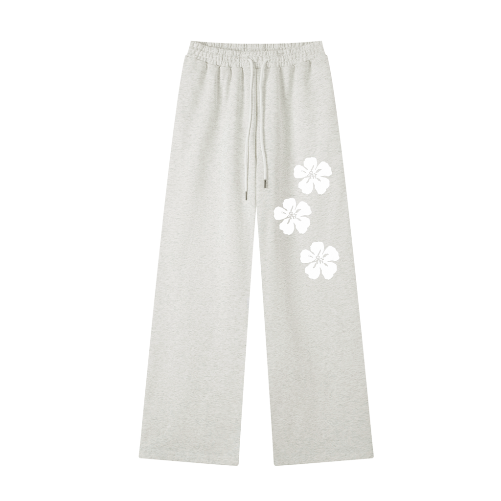 flower design grey sweatpants